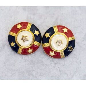 Vintage Circle Geometric Stars Circle Clip On Earrings - CS1